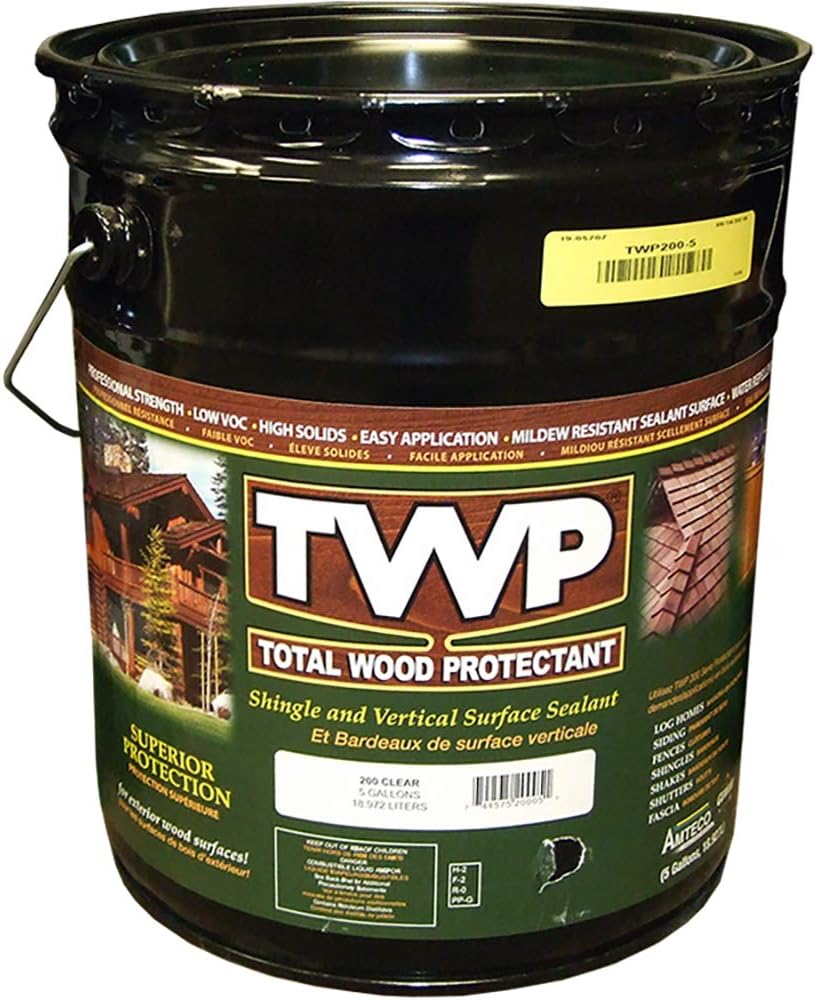 TWP 200 Clear Shake and Shingle Sealant - Professional Strength, Deep Penetrating Wood Protectant, UV & Water Resistant, Easy Apply - 5 Gallon