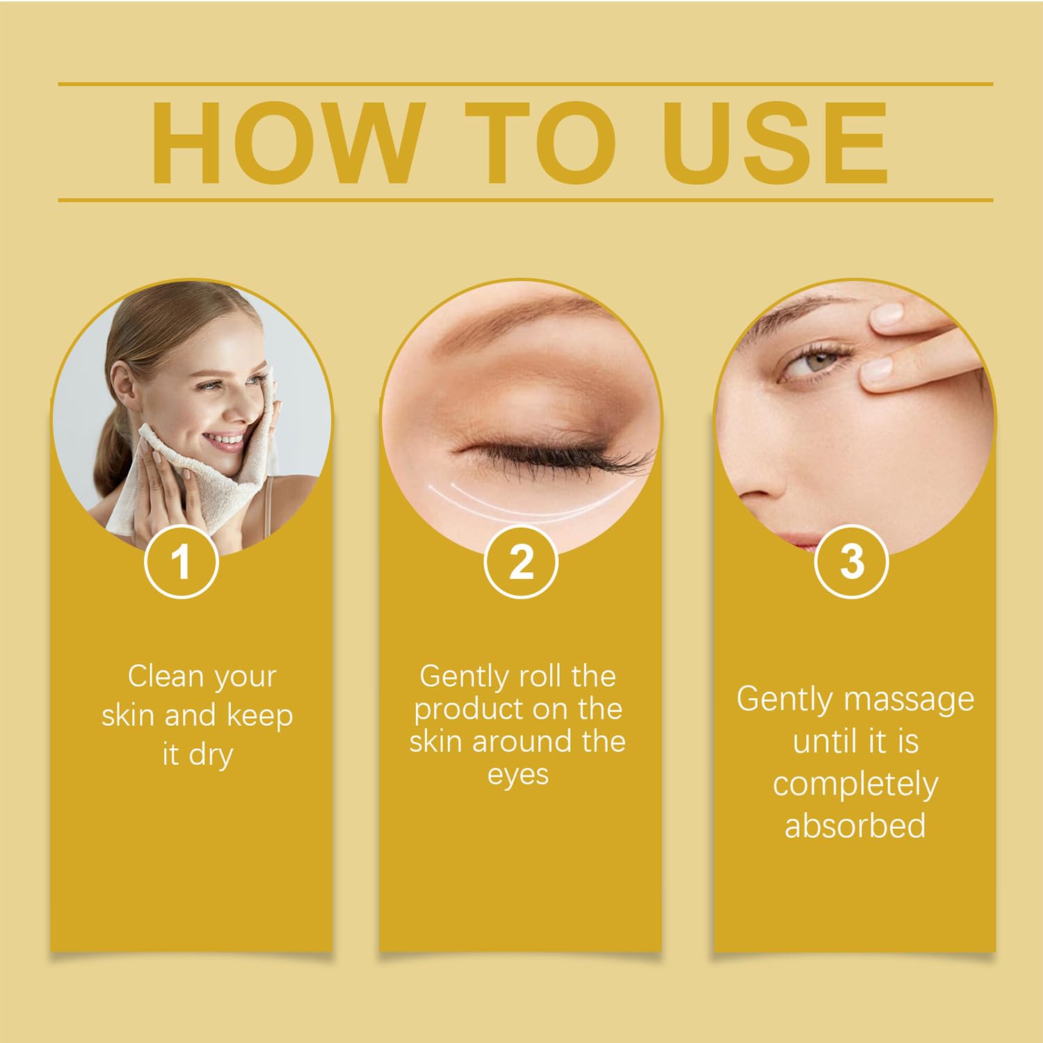 Sérum Contour des Yeux, Contour des Yeux, Poches et les cernes avec 360° Eye Roller Massage Ball, Crème Anti Cernes et Rides Instantané, Poches Sous Et réduit，Convient aux hommes et aux femmes 10ML