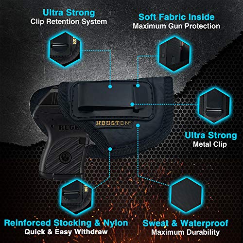 Iwb Gun Holster By Houston - Eco Leather Concealed Carry Soft Material - Suede Interior For Protection - Fits: S&W Bodyguard,Taurus Tcp, Sig P238, Jimenez Ja, Ppk380. Ruger (Right) (Chp-71-Rh) #TOP1