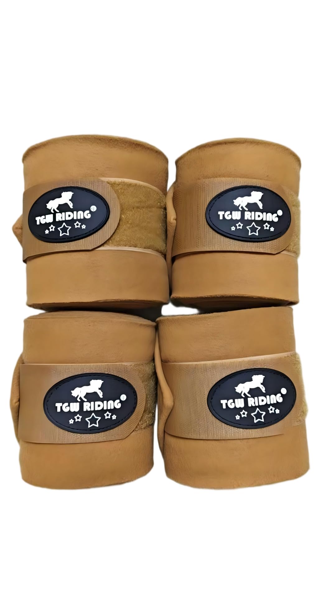 Horse Polo Leg Wraps, Equine Fleece Polo Wraps (Set of 4) - Horse Leg Bandages (Camel)