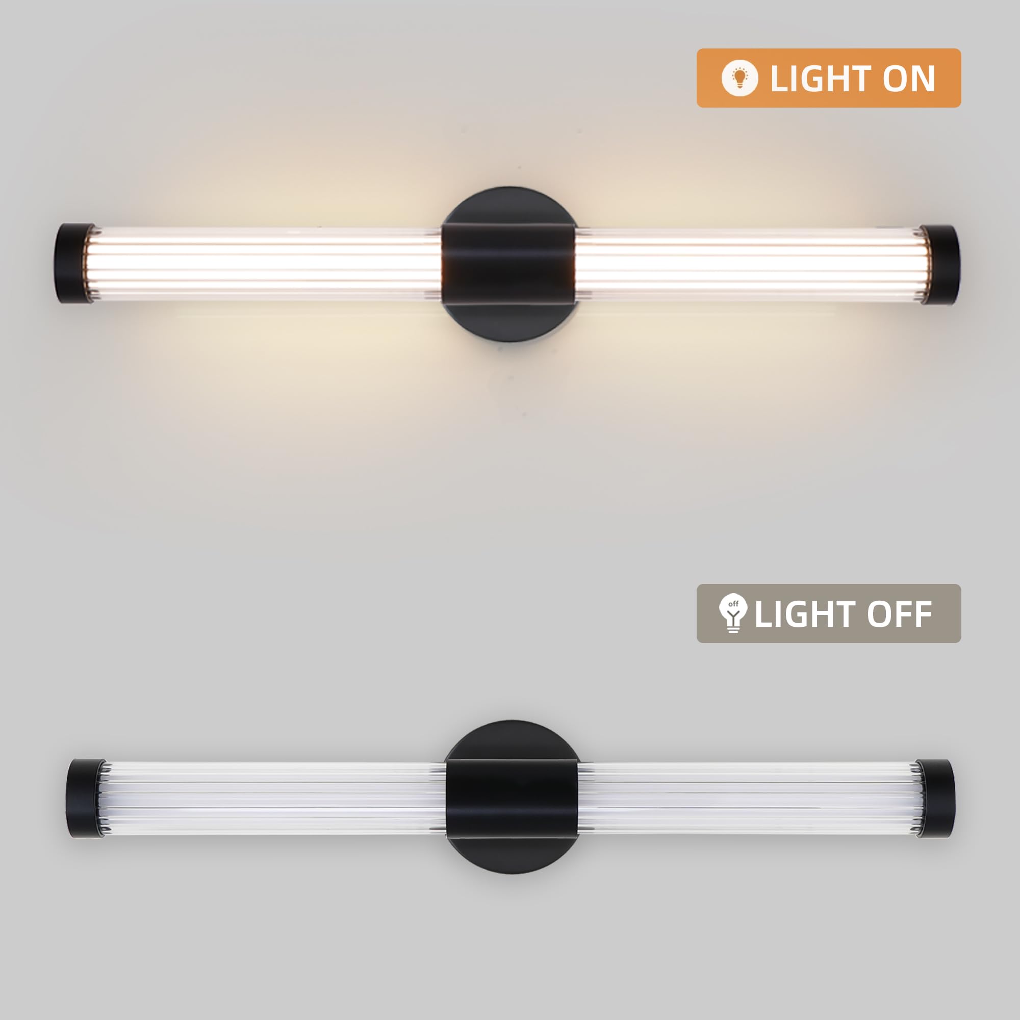 MantoLite Spiegelleuchte Bad Spiegellampe - 60cm Badlampe Wand Mattschwarz | Badlampe Wand IP44 Spiegellampe Badezimmer 360°Modern Innen Wandlampe 12W 3CCT Einstellbar 3CCT Badleuchte Bilderlampe