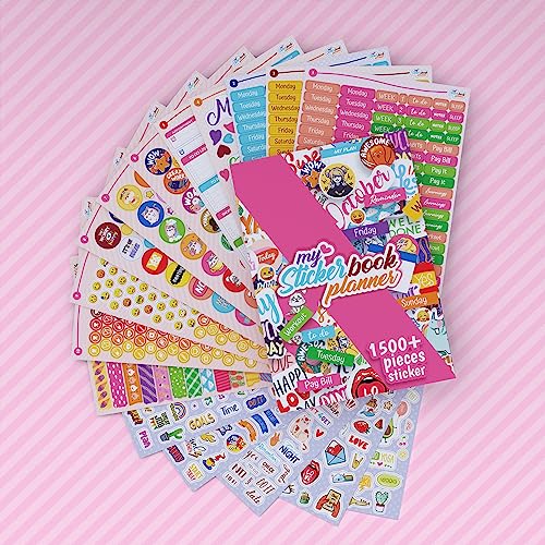 colortouch Planner Sticker Set - 1500+ Adet Çıkartma - Takvim, Ajanda, Günlük, Planlayıcı, Not Defteri, Journal için Düzenleyici Etiketler - Parlak Renk Sticker - Stickeralbum - 3 Aylık Sticker Book