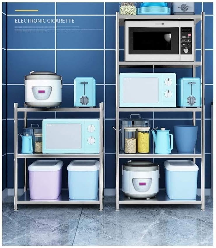 Stainless Steel 5-Layer Kitchen Multi-Function Rack – Microwave Oven Stand, Storage Shelf for Spices, Toaster, Bread, & More, Adjustable Foot Pad, H142cm x W39cm L56cm(H142cm,W39CMCxL71)