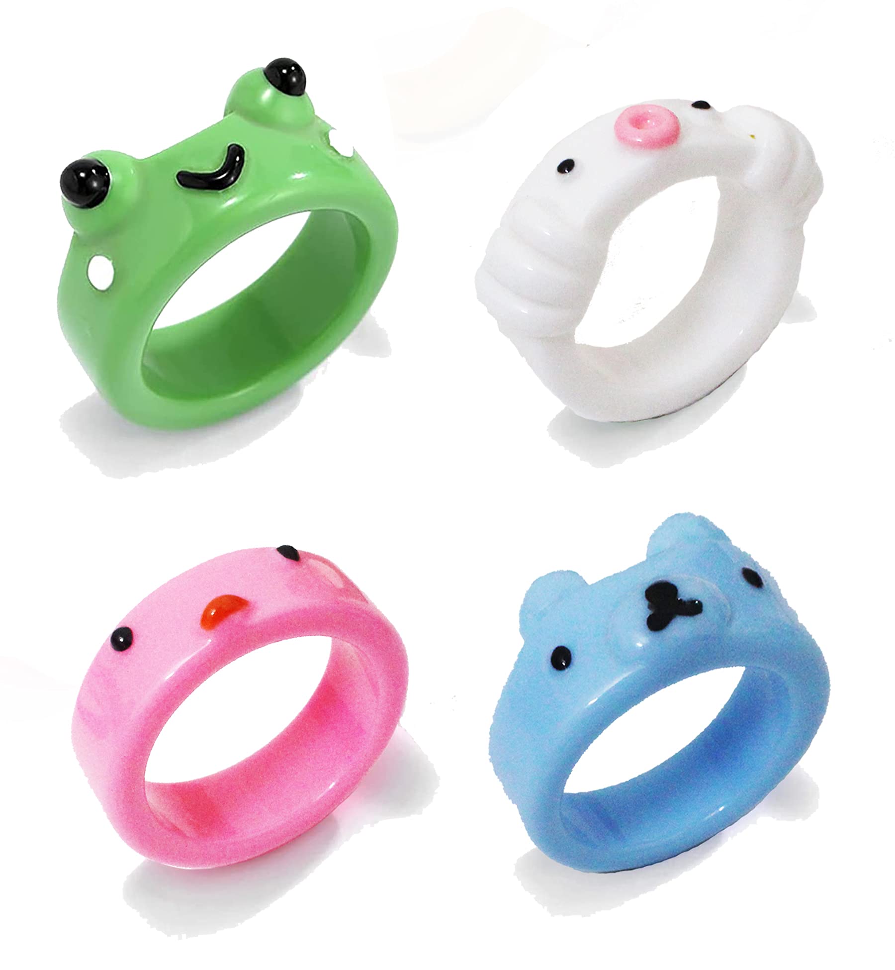 Buy Clolrful Frog Clay Ring Y2K Cute 3D Animal Acrylic Aesthetic