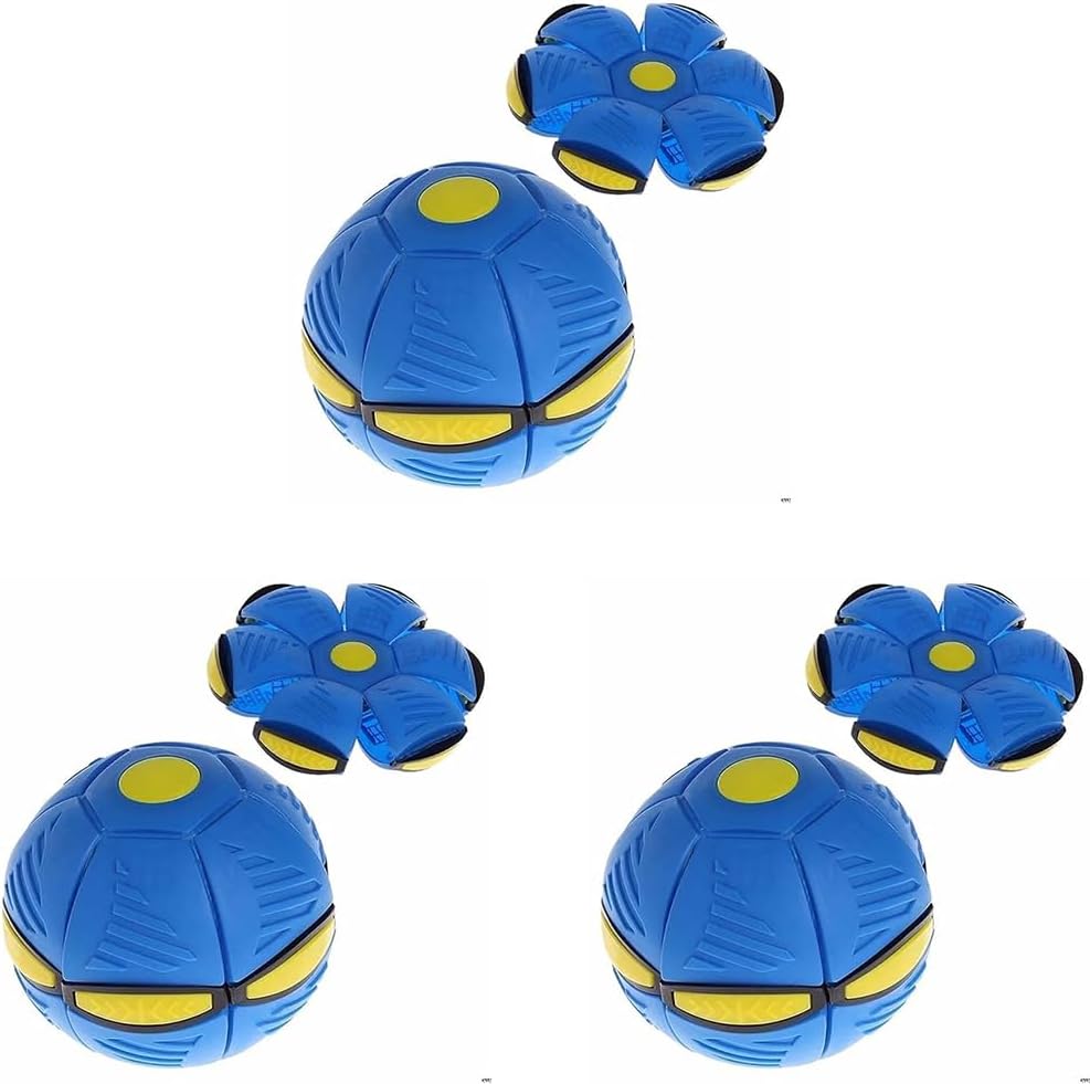 OLIFIN Soccer Ball Magic Ball Frisbee Deformation Football Flat Throw Disc with LED Light Flying Toys Venting Decompression air Hover Outdoor Garden Beach Game Toy (Pack of 3)