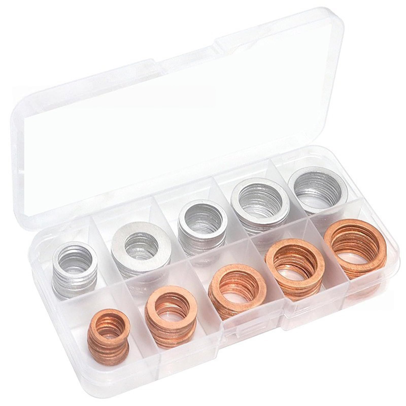 Jazuaiao Multicolor 102Pcs Aluminum Sealing Washers Multi-Size 10-18Mm Erosion-Resistant Sealing Spacers For Auto Repair Projects Copper Washers