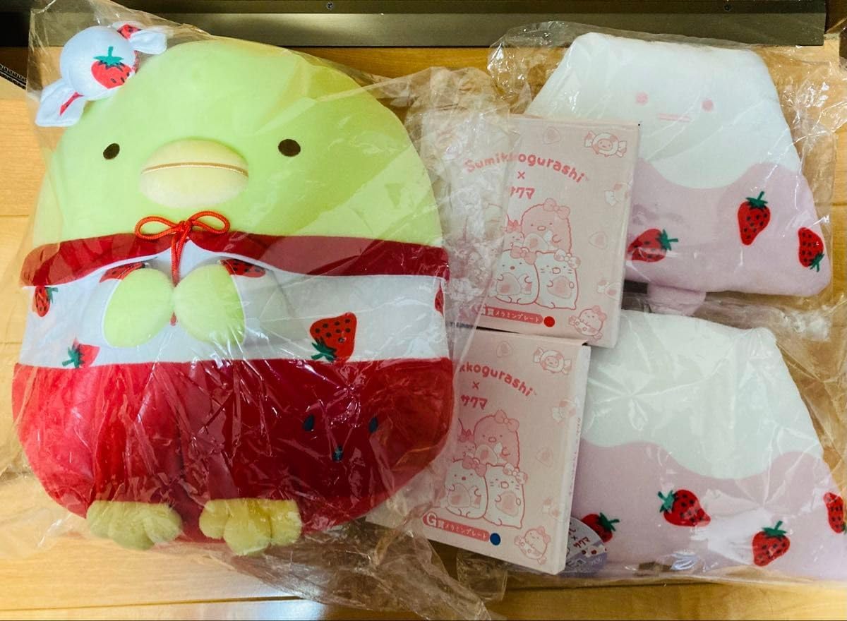 すみっこぐらし×サクマ ネオすみっこぐらしくじ C賞ペンギン E賞ぬいぐるみクッション G賞メラミンプレート ピンク ブルー