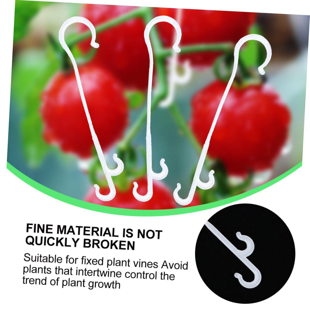 DECHOUS 850 Crochets en Nylon Blanc pour Plantes Suspendues et Tuteurage de Tomates, Fixation Facile des Vignes Serrage ou Jardin, Support Robuste pour Culture de Légumes
