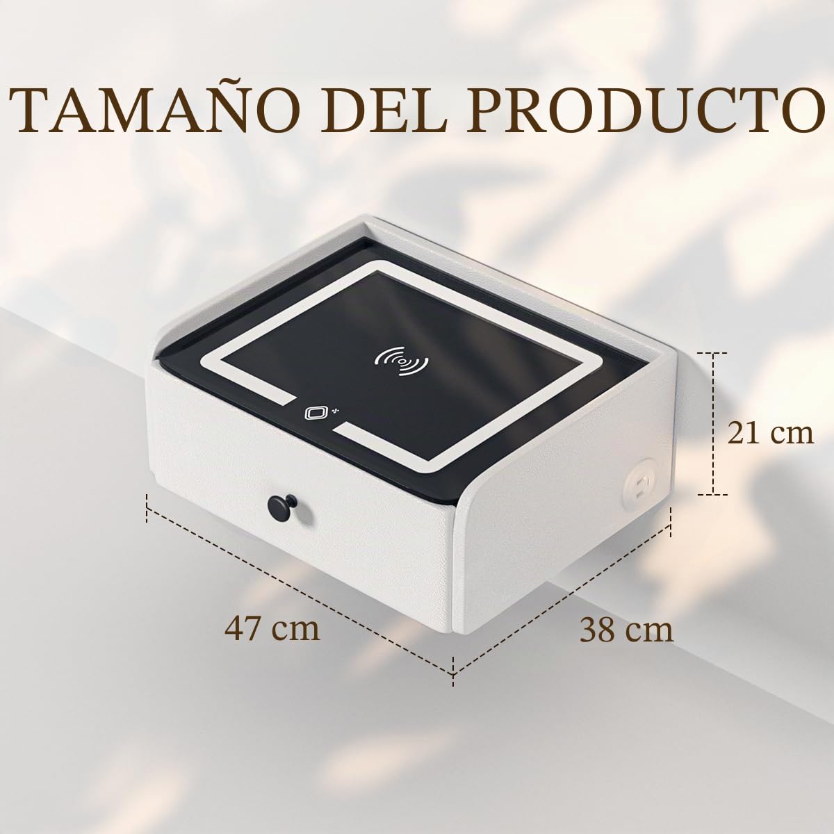 Mesita de noche flotante LED con función de carga - Mesita de noche inteligente - Opciones de dormitorio para jóvenes blancos.