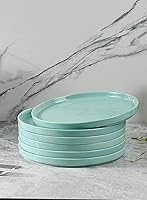 Vista 6 de Onniyor Juego de platos llanos de porcelana, platos redondos para ensalada de postre, platos para servir de 10 pulgadas, platos planos resistentes a