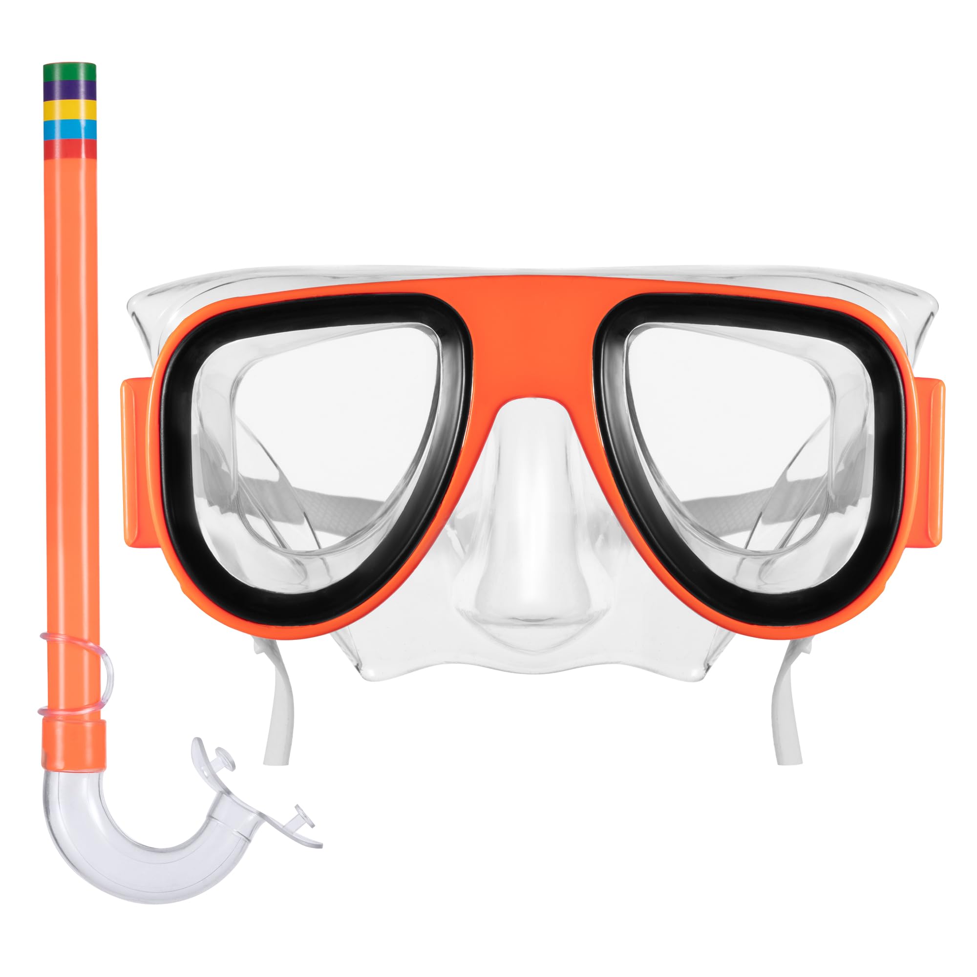 Hardys Kids Snorkel Set - Two Piece Snorkel Mask & Mouthpiece, Adjustable Strap, Comfortable Fit, Watertight Seal, Clear View Lenses, Orange