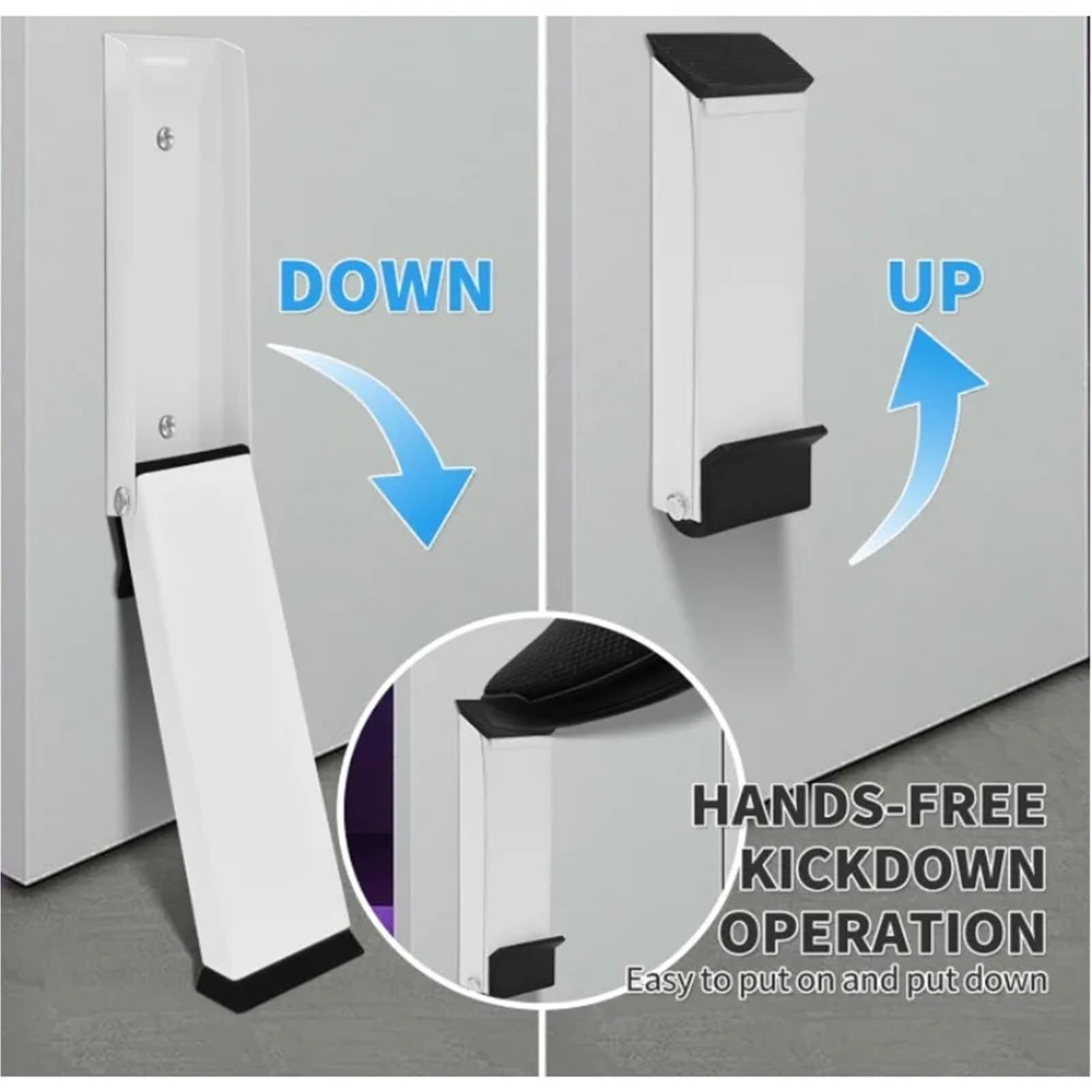 Tope Puerta Tope de puerta seguridad acero plegable resistente | Con empuñadura de goma for bloqueador de puerta de metal for el hogar(Black)