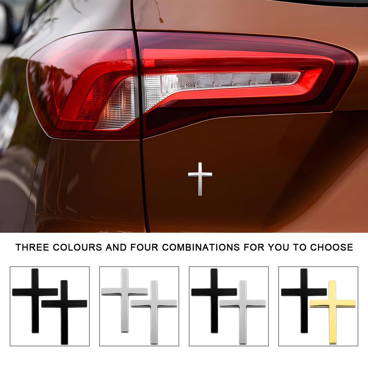 2PCS Metal Jesus Christ Cross Badge Stickers 2 5 1 8 Alloy 3D Individual Car Cross Sticker Self — view 5