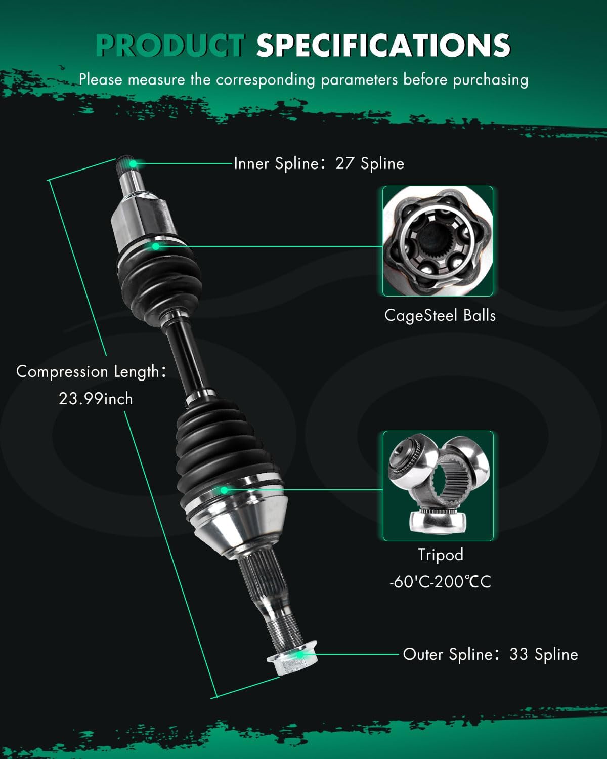 SCITOO Front Left Driver Side CV Axle Shaft Assembly Fit for Chevrolet Impala,for Chevrolet Impala Limited 3.6L NCV10020,661559