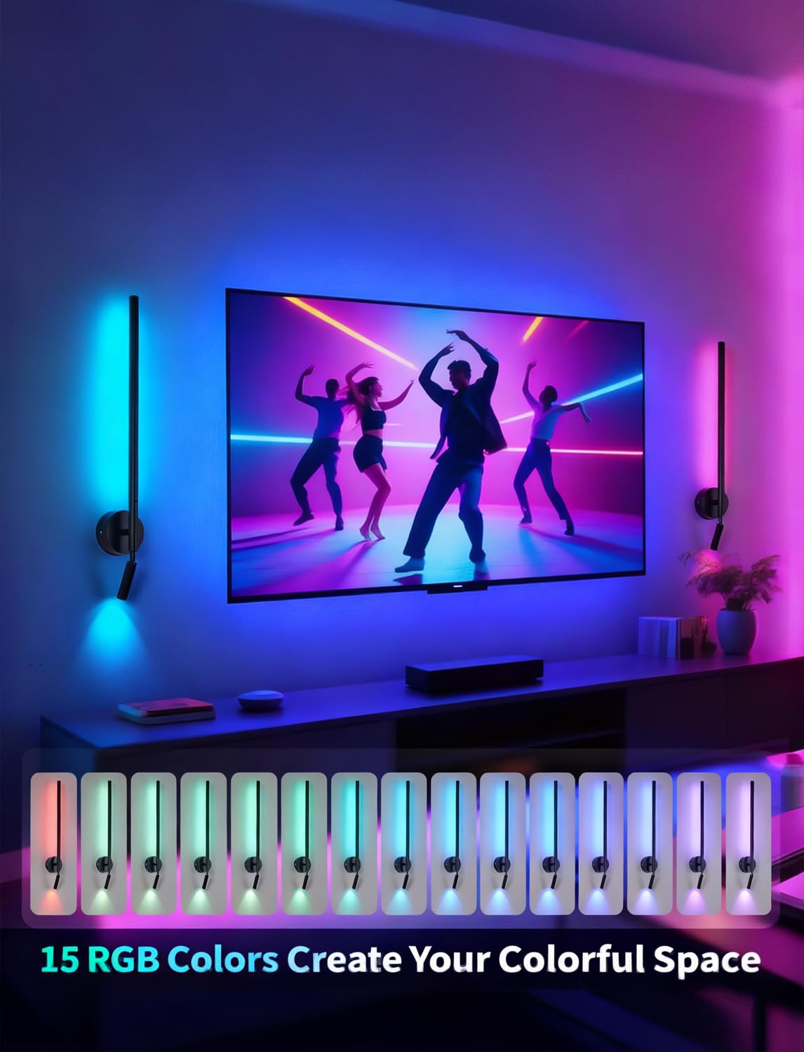 Wandleuchte Ohne Stromanschluss Dimmbar RGB Farbwechsel Akku Wandlampe mit Touch Control & Fernbedienung Kabellos Leselampe, 6000mAh Abnehmbare Batterie, USB Aufladbare, für Schlafzimmer Wohnzimmer