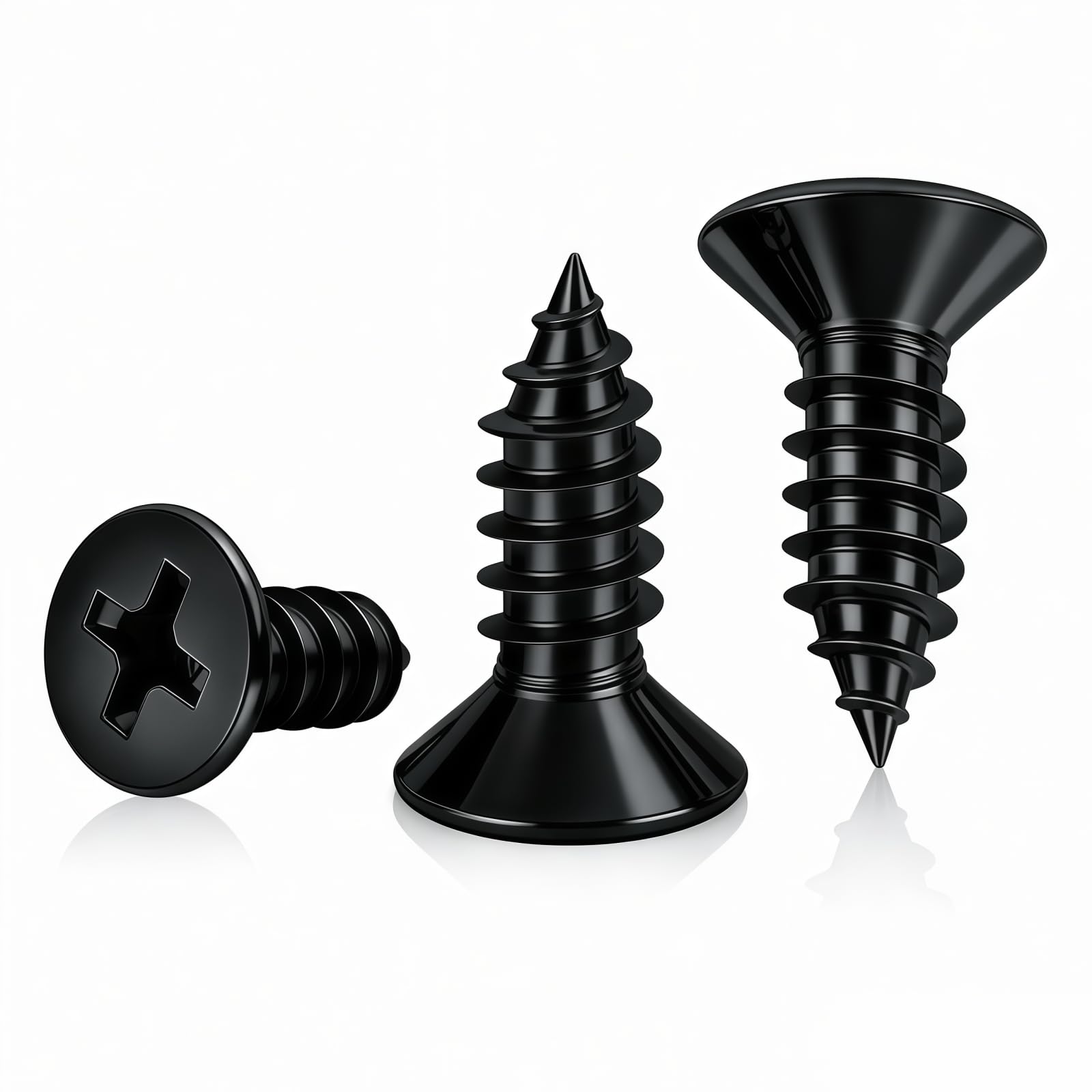 Photo 1 of #4 x 3/8 [100 Pack] Flat Head Phillips Drive Self Tapping Screws, Sheet Metal Screws, Black Oxide, 304 Stainless Steel (18-8), Corrosion Resistant Screw for Wood, Sheet Metal and More