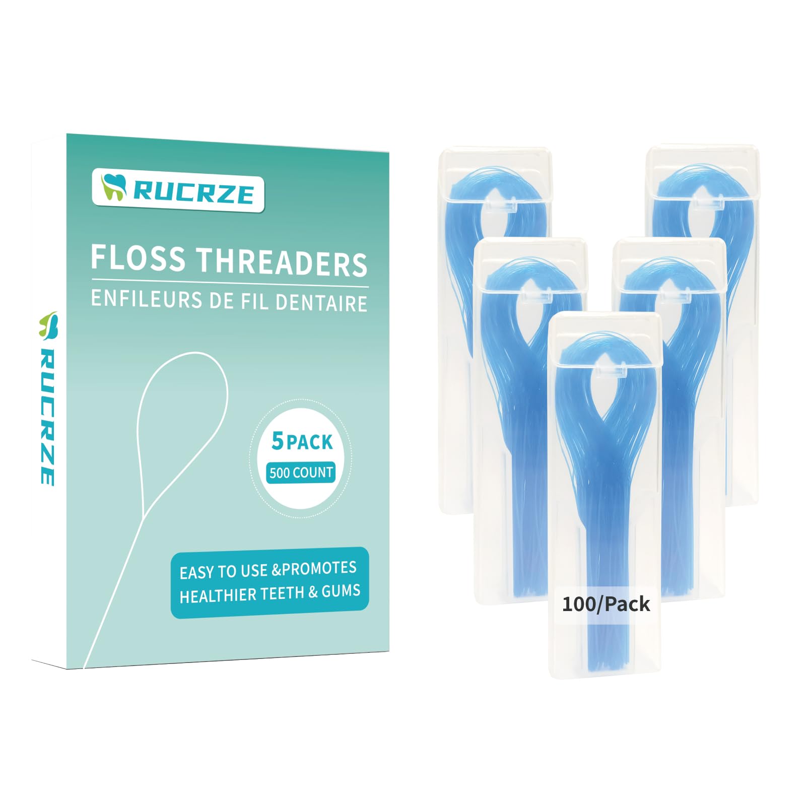 Floss Threaders for Braces Bridges Dental Work 500 Count 5 Packs of 100 Dental Floss Threader Easy Clean