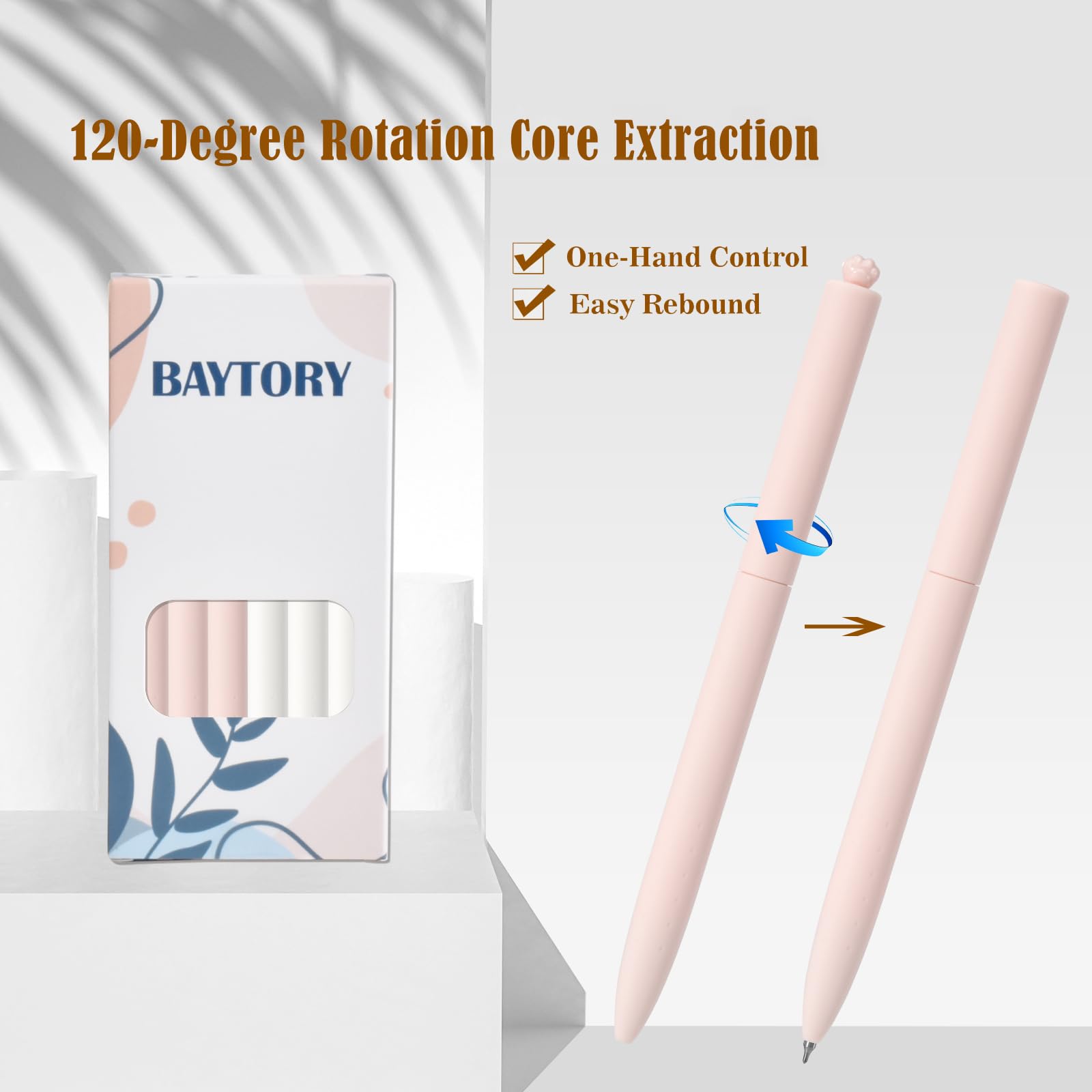 BAYTORY 5 Penne Gel e 1 Evidenziatore, Penne a Scatto con a Inchiostro Ad Asciugatura Rapida, Penna a Sfera Retrattile, Penna Retrattile Gel, Punta Fine Nera 0,5 mm (Rosa viola