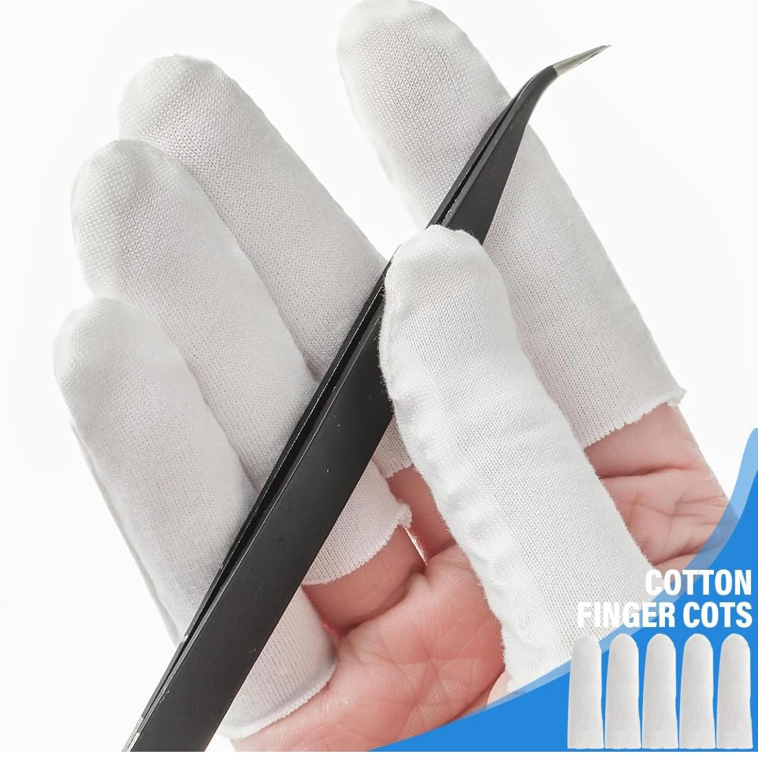 WeddHuis Lot de 50 Doigtiers Protège Doigt en Coton – Protection Doigt Main Respirante pour Pouce et Doigts, Idéal pour Eczéma des Mains et Arthrite