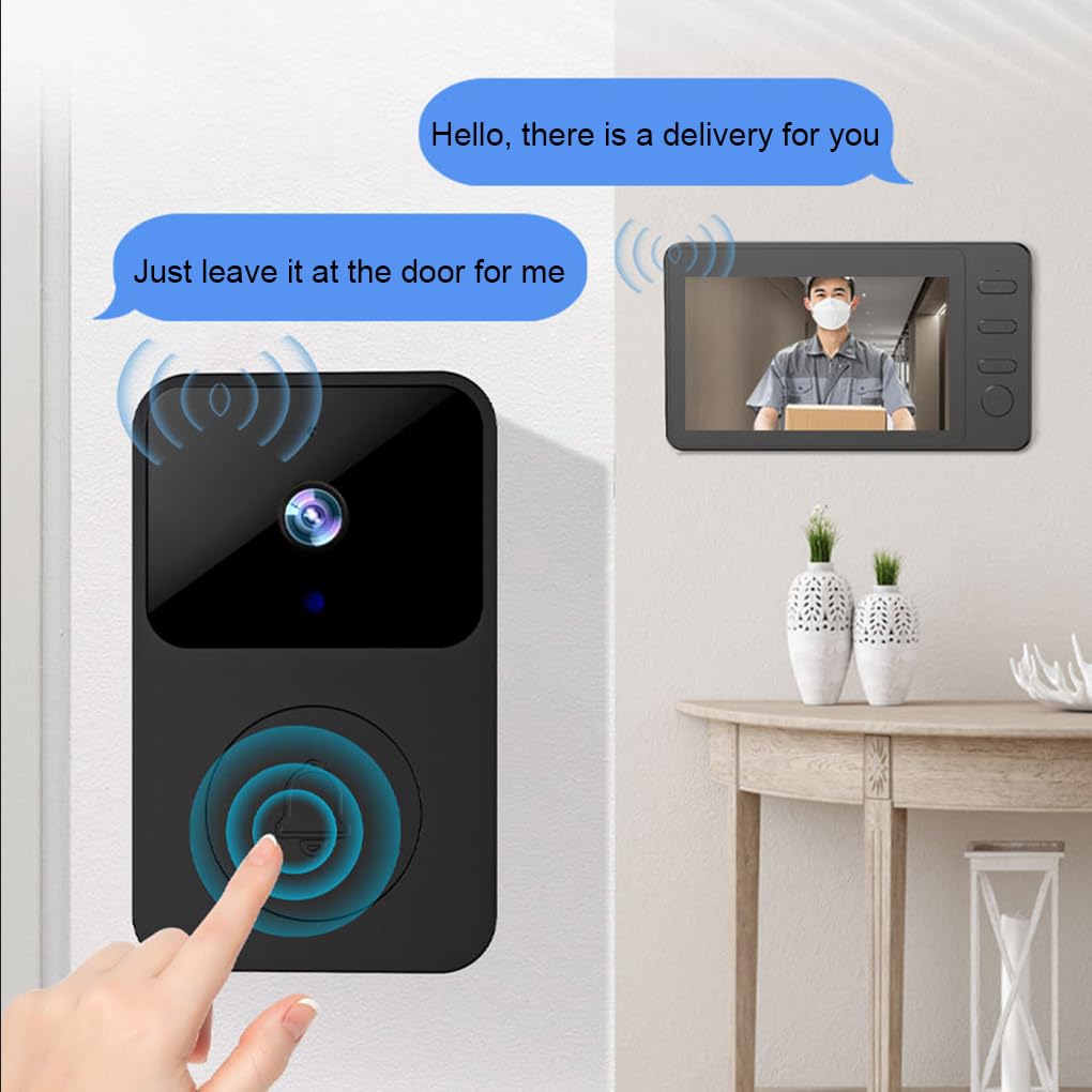 Timbre inalámbrico de vídeo HD para Seguridad del hogar Inteligente Timbre inalámbrico ABS de vías con cámara WiFi vídeo