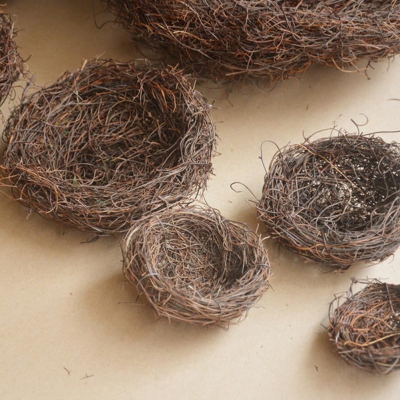 Image of 6-Pack Decorative Bird Nest Ornaments Rattan Bird Nest Decor Craft for Home Garden Cage Accessories Photo Props 4.72 X 4.72 X 1.77 in
