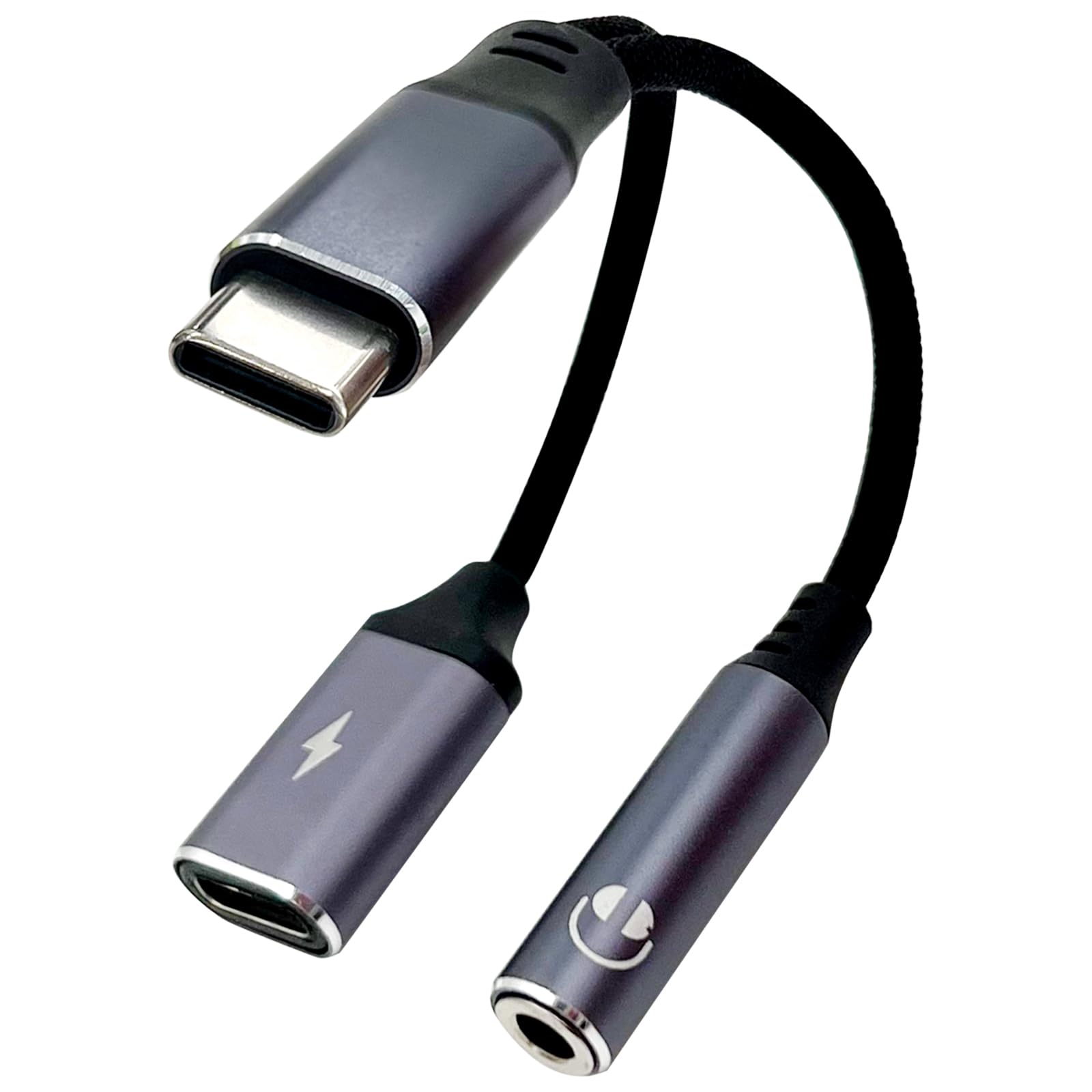 Adattatore di ricarica 2 in 1 da USB-C a audio e PD da 3,5 mm – Cavo dongle per ricarica rapida e jack per cuffie per dispositivi USB di tipo C (2 porte)