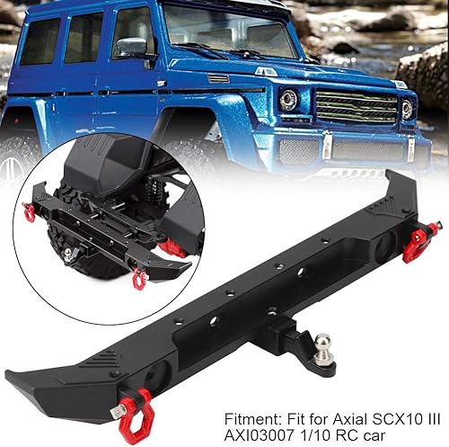 Miniatura 6 de Tbest Parachoques trasero RC, parachoques trasero de coche RC de metal con anillos en D adecuado para axial SCX10 III AXI03007 110 RC coche modelo