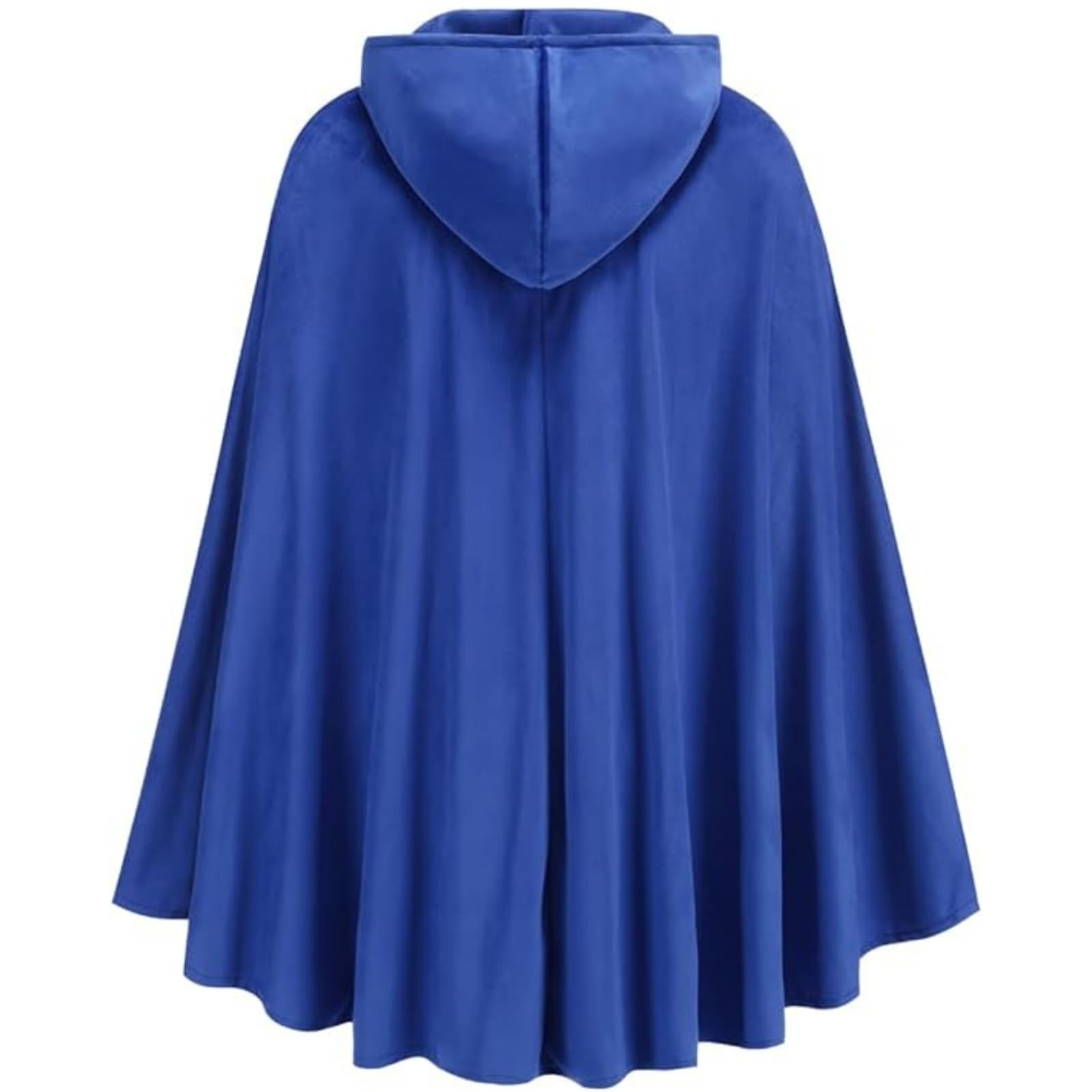 RRCBMD Mens Renaissance Medieval Hooded Cloak Victorian Steampunk Costume Cosplay Royal Blue-130CM - Image 2