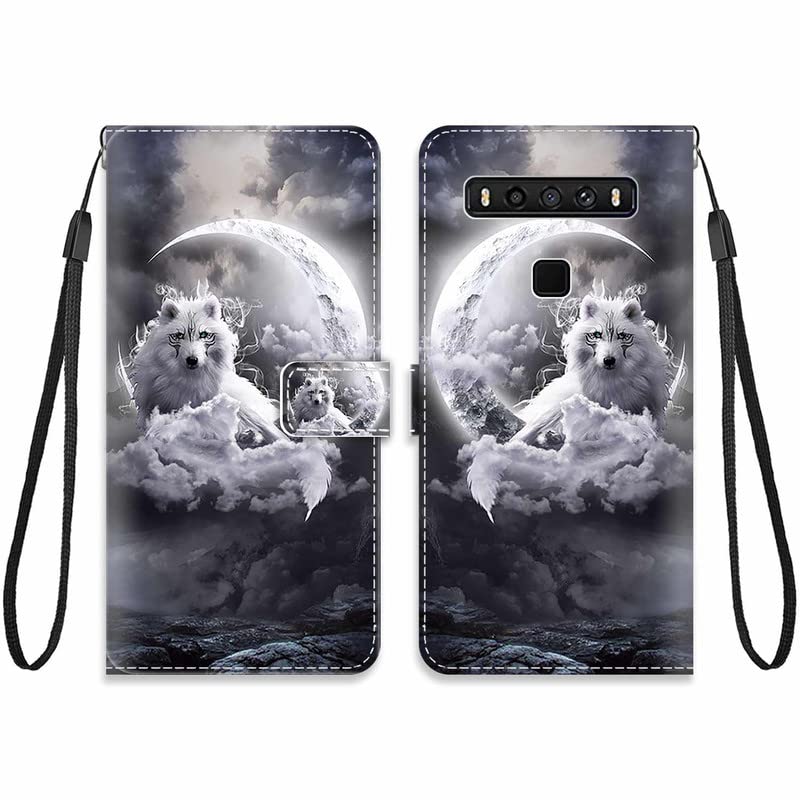 KARTXITAI Cover Compatibile con TCL 408 PU Pelle TPU Silicone Portafoglio Magnetica con Disegni Motivo Animale Flip Custodia in Libro Slot Schede Custodia-Gatto, farfalla