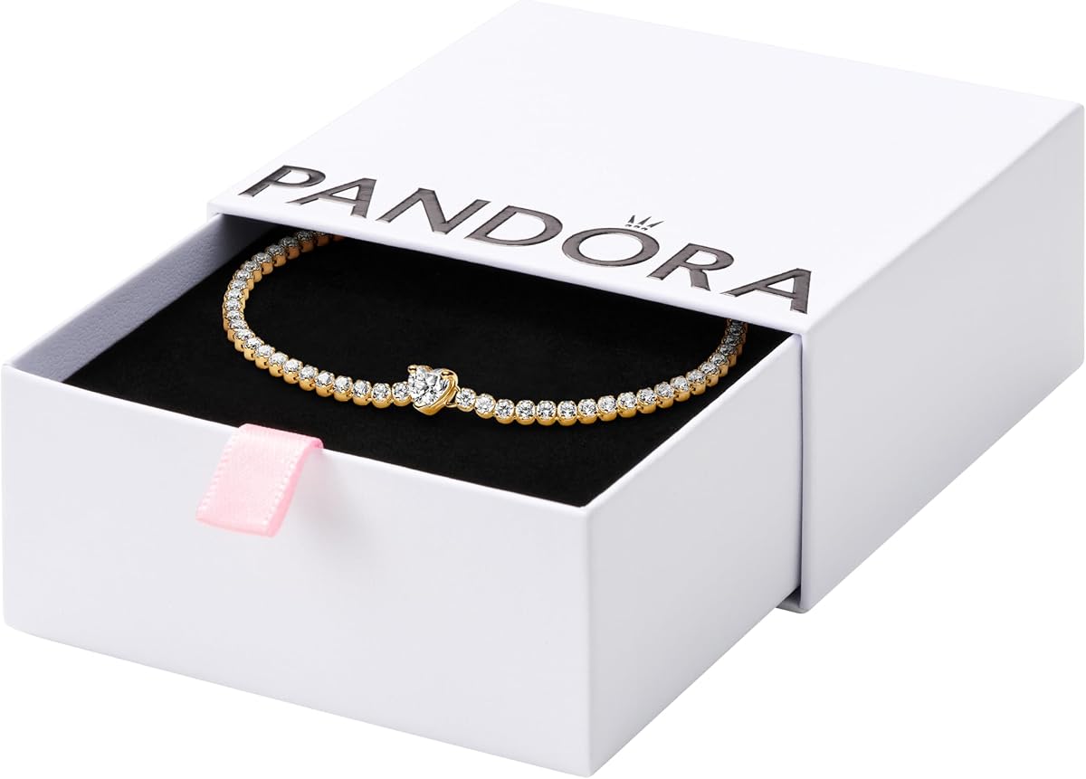 PANDORA Pulsera de tenis con corazón brillante