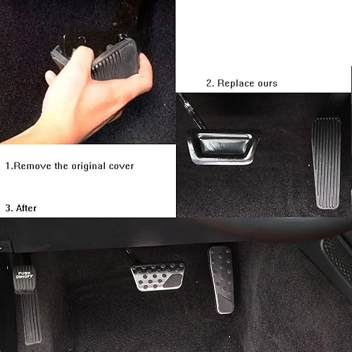 Miniatura 4 de Keptrim Kit de pastillas para pedal de freno de gas con acelerador de acero inoxidable Chrysler para Dodge Challenger 2009-2019 Cargador