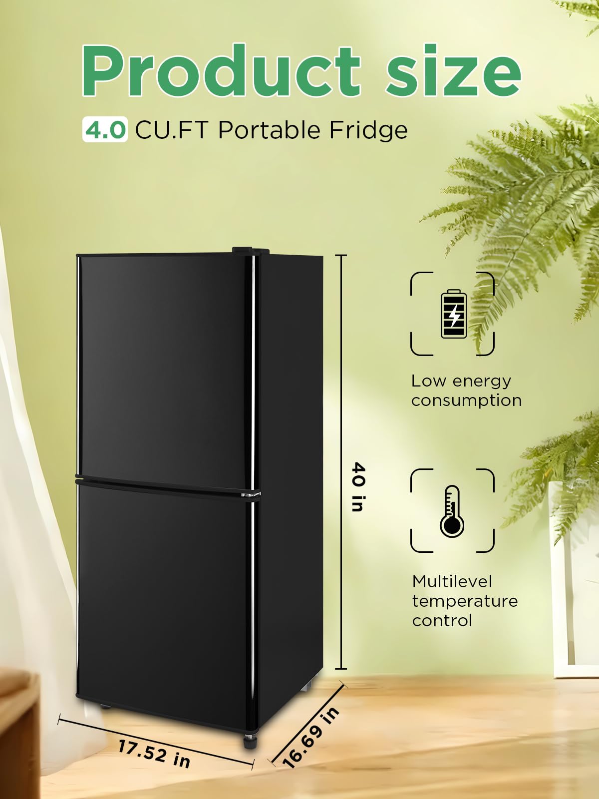 F.W.WOOLWORTHS 4.0 Cu.Ft Refrigerator with Freezer, 2 Doors Fridge with Adjustable Thermostat Control, Refrigerator for Kitchen, Dorm, Apartment, Garage, Office, Black on Fridge.com