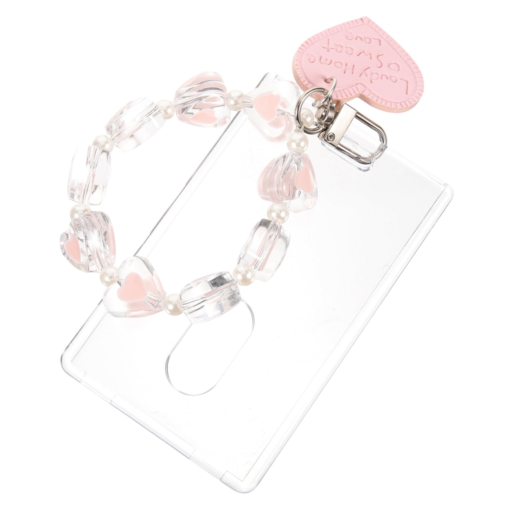 LALADEFIEE Acrylic Keychain Photo Sleeve Holder for Cute Heart Design Vertical Card Protector for ID Credit Card and Photo Cards for Bus Pass and Access Cards