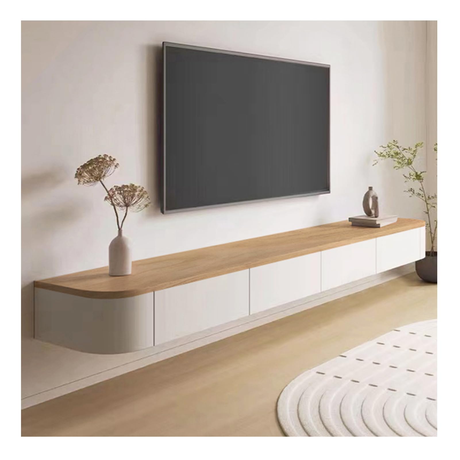 Lekki luksusowy wiszący stojak na telewizor wielofunkcyjny stojak na telewizor do domu salonu Gładko polerowany z dużą ilością miejsca do przechowywania Obsługuje szeroki zakres zastosowań