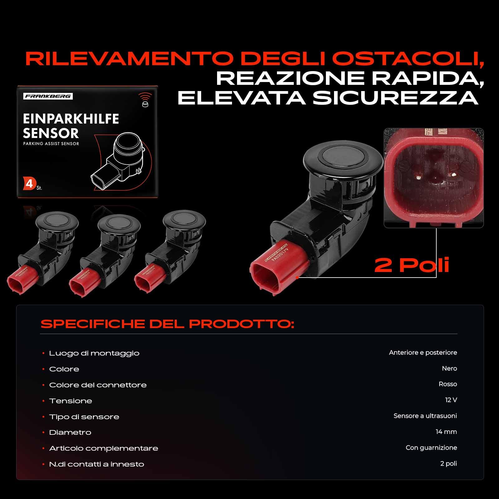 Frankberg 4 sensori di parcheggio anteriori e posteriori 39680SHJA61 | Compatibile con: CR-V III RE