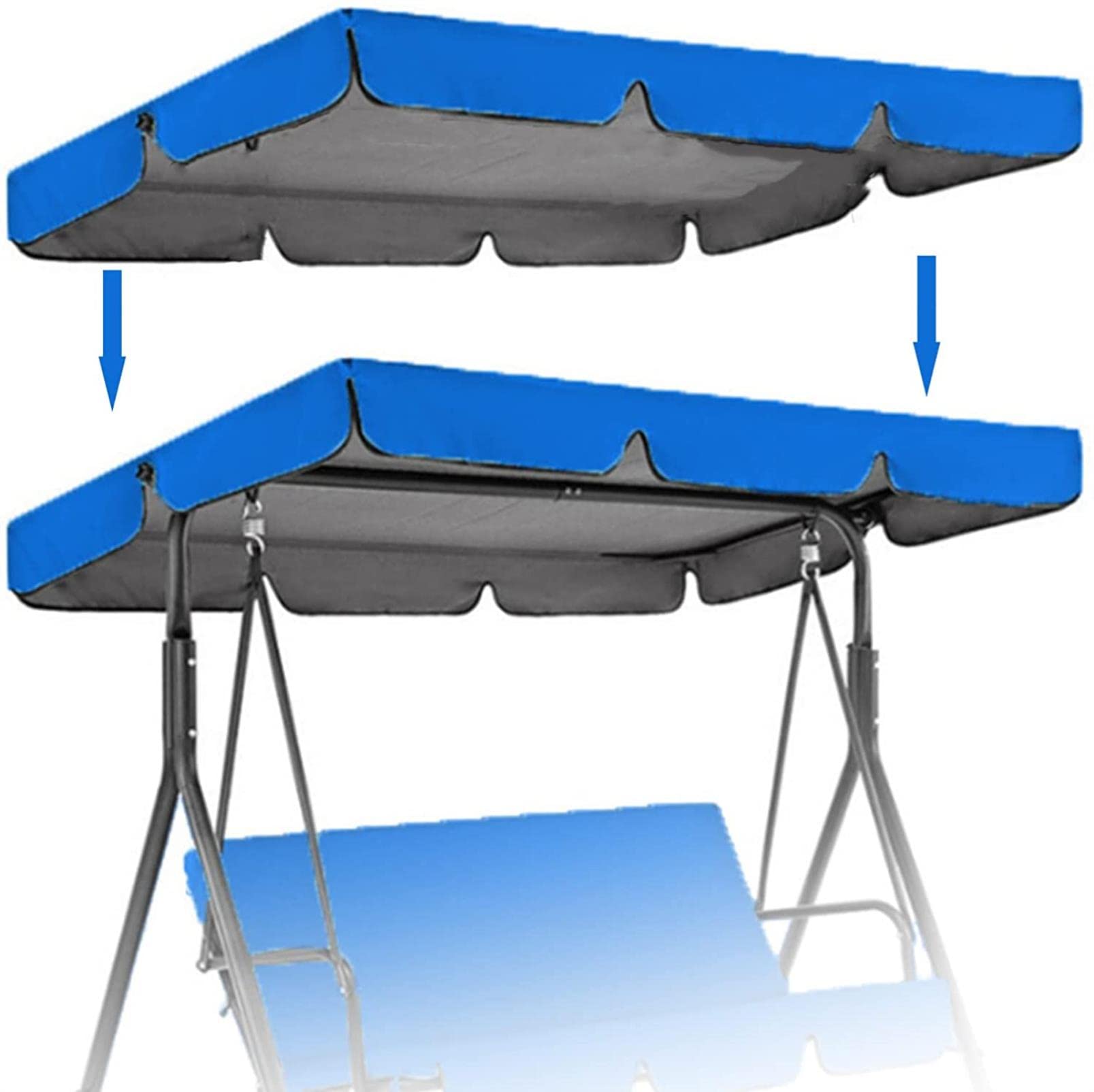 IBOWZ Tetto di Ricambio Universale Tenda a baldacchino per Patio, Copertura Superiore Impermeabile, Copertura per baldacchino di Ricambio per Sedia a Dondolo a 2/3 posti, coperture per mobili da g