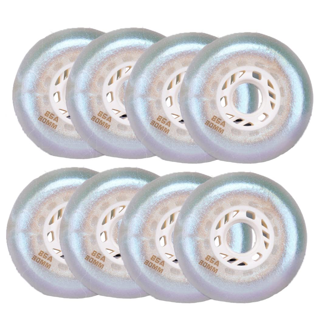 TGHY Koła do łyżworolek, zapasowe buty do łyżworolek, koło zastępcze, 8 szt., 72 mm/76 mm/80 mm, 85 A, wymienne kółko, białe, 72 mm