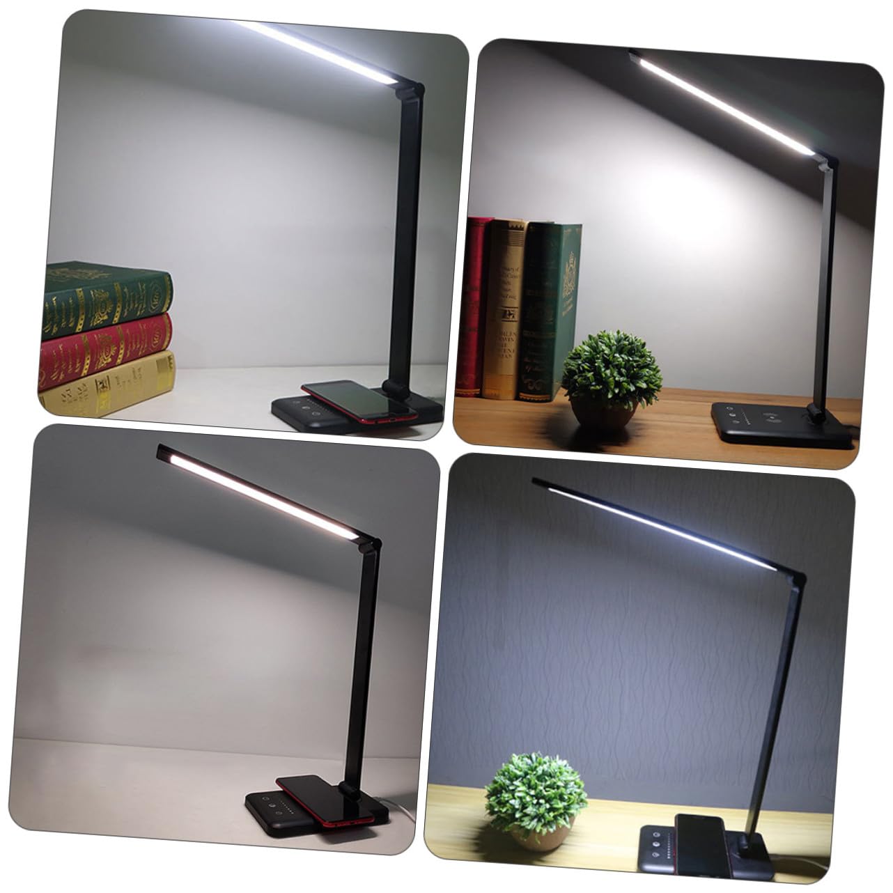 Intelligente Led Tischlampe Aus Aluminium Und Kunststoff Touch Steuerung Faltbar Mit 5 Farbtemperaturen Kabelloses Ladegerät Für Smartphone Vielseitige Leselampe