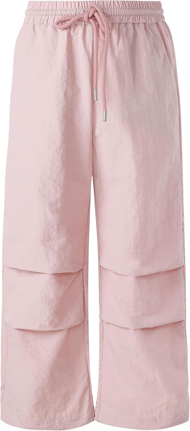 Girls Parachute Cargo Pants Drawstring Waterproof Causal Hiking Pants for Girls Pockets Lightweight Running Joggers - Image 7