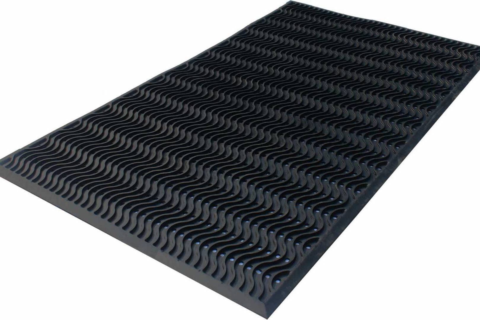 Grande Tappeto entrata in gomma100% da esterni, antiscivolo drenante – bordo anti inciampo, Black, 0.9m x 1.5m