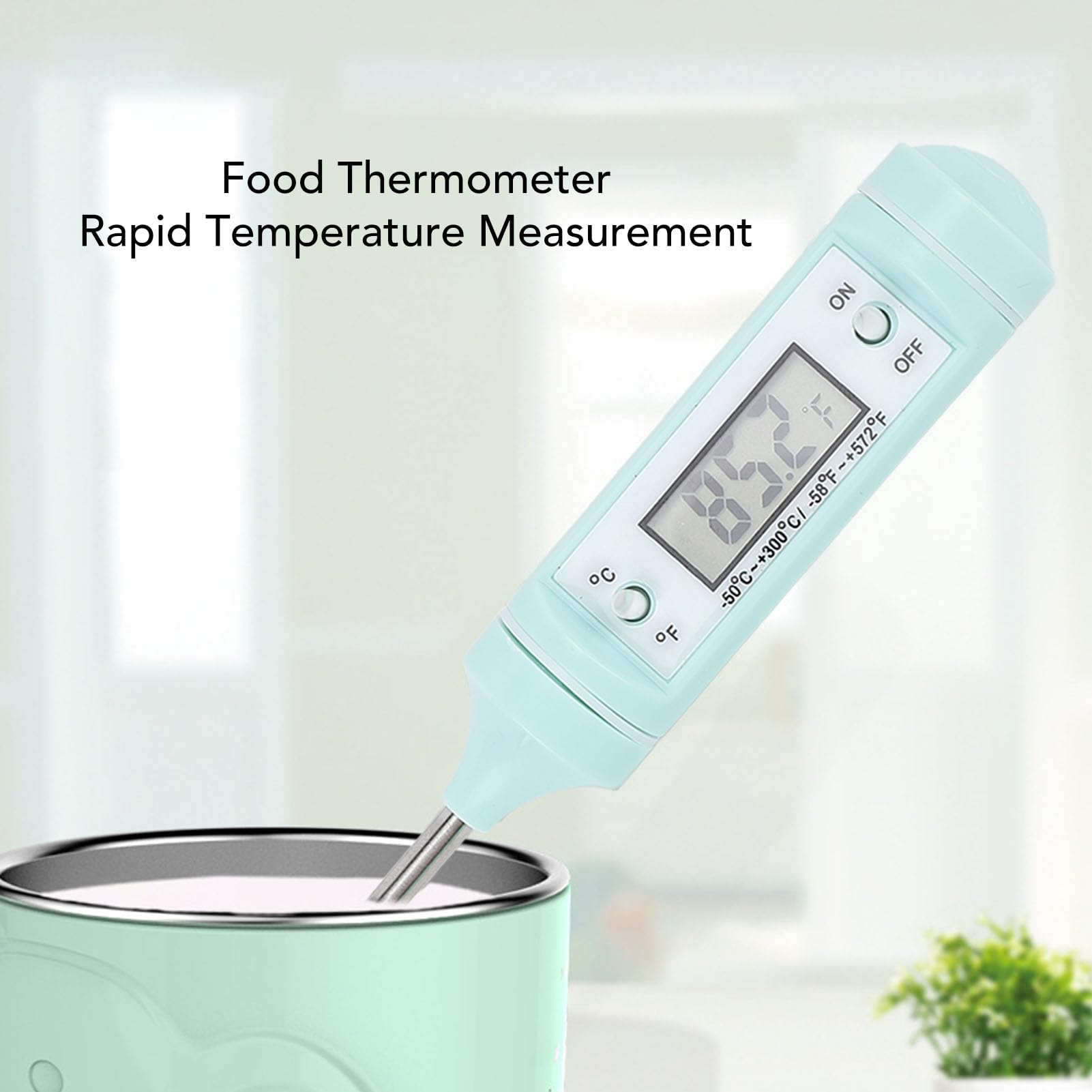 SIXRUN Termómetro para Biberón, Electrónico con Sonda Larga de Acero Inoxidable 304, Rango -50°C a 300°C, Portátil, 18.8 x 2 cm, Incluye Funda de Almacenamiento