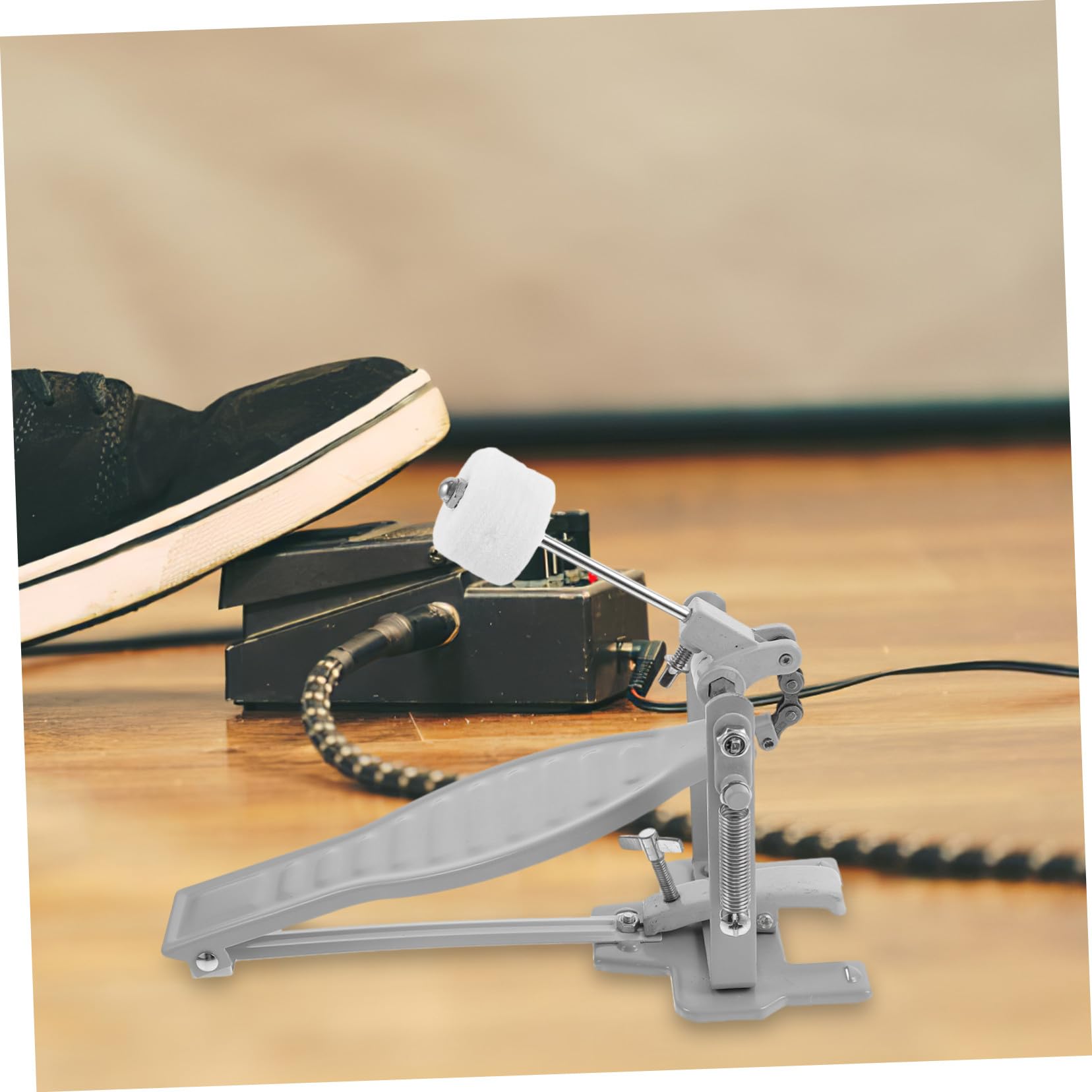 Pédale de Grosse Caisse Simple pour Batterie, Remplacement Blanc
