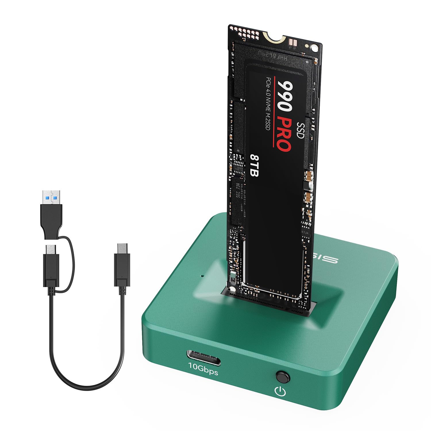 ACASIS NVME to USB Docking Station, Aluminium Alloy Housing Fast Heat Dissipation, M.2 to USB Adapter 10Gbps, NVME SSD Reader Adapter Support M.2 (M Key) NVMe SSD and (B+M Key) (Green)