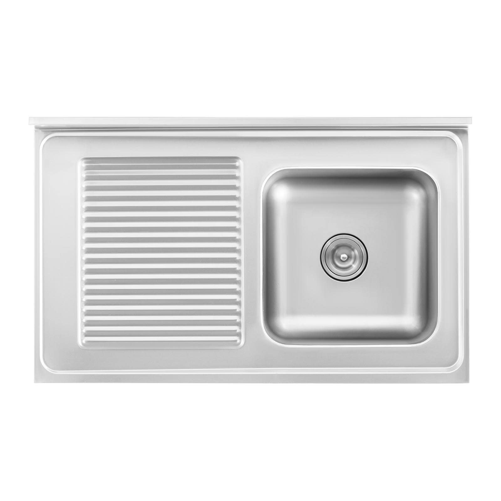 Royal Catering RC-IKS09 Plonge En Inox Professionnelle Sur Meuble Bas Armoire Placard Avec Évier Acier Inoxydable (1 bac : 400 x 400 x 240 mm, Hauteur du dosseret : 100 mm, Pieds Réglables)