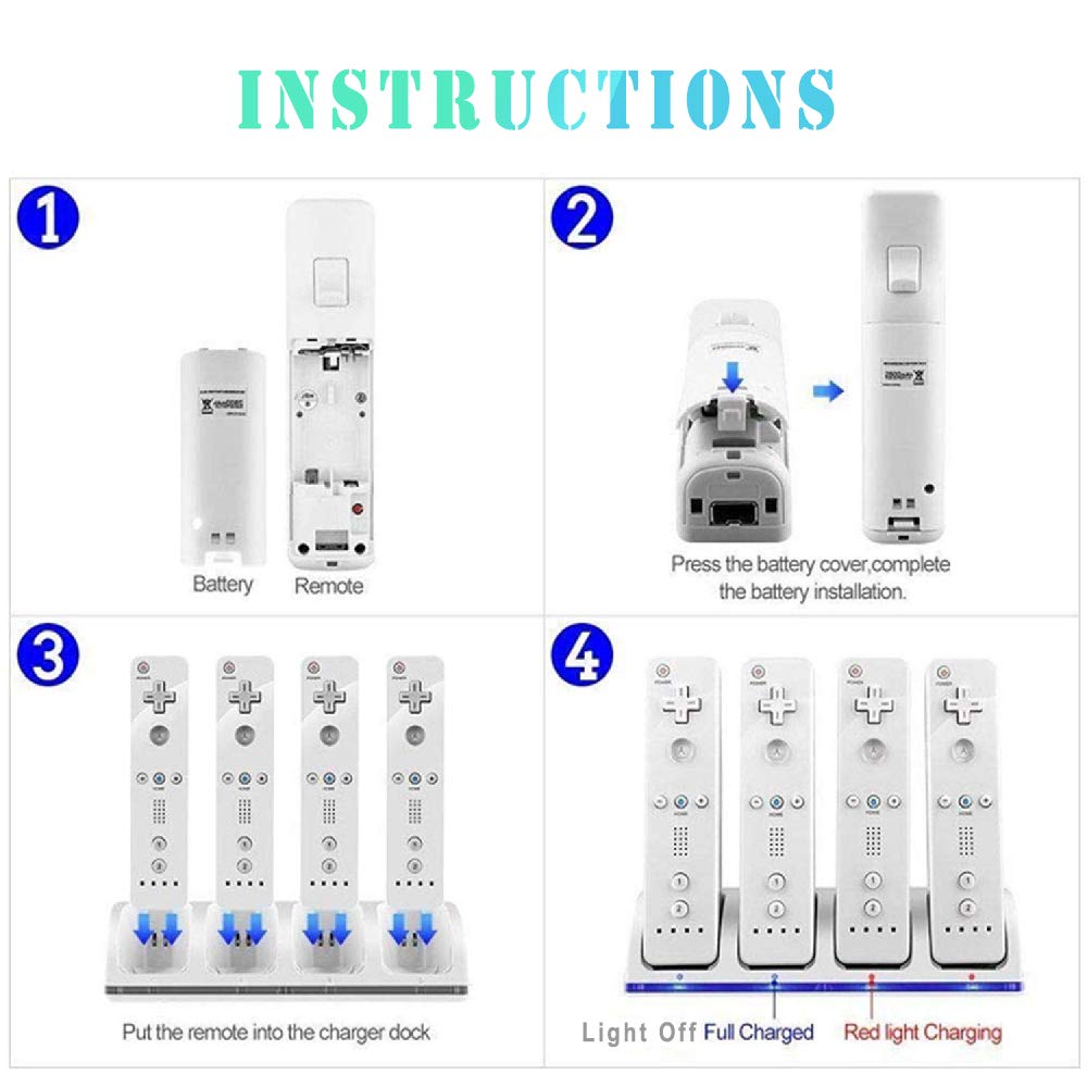 Chargeur pour télécommande Wiimote - Station de charge Surnous pour Wii - Station d'accueil Wii - Chargeur pour station de charge Wiimote