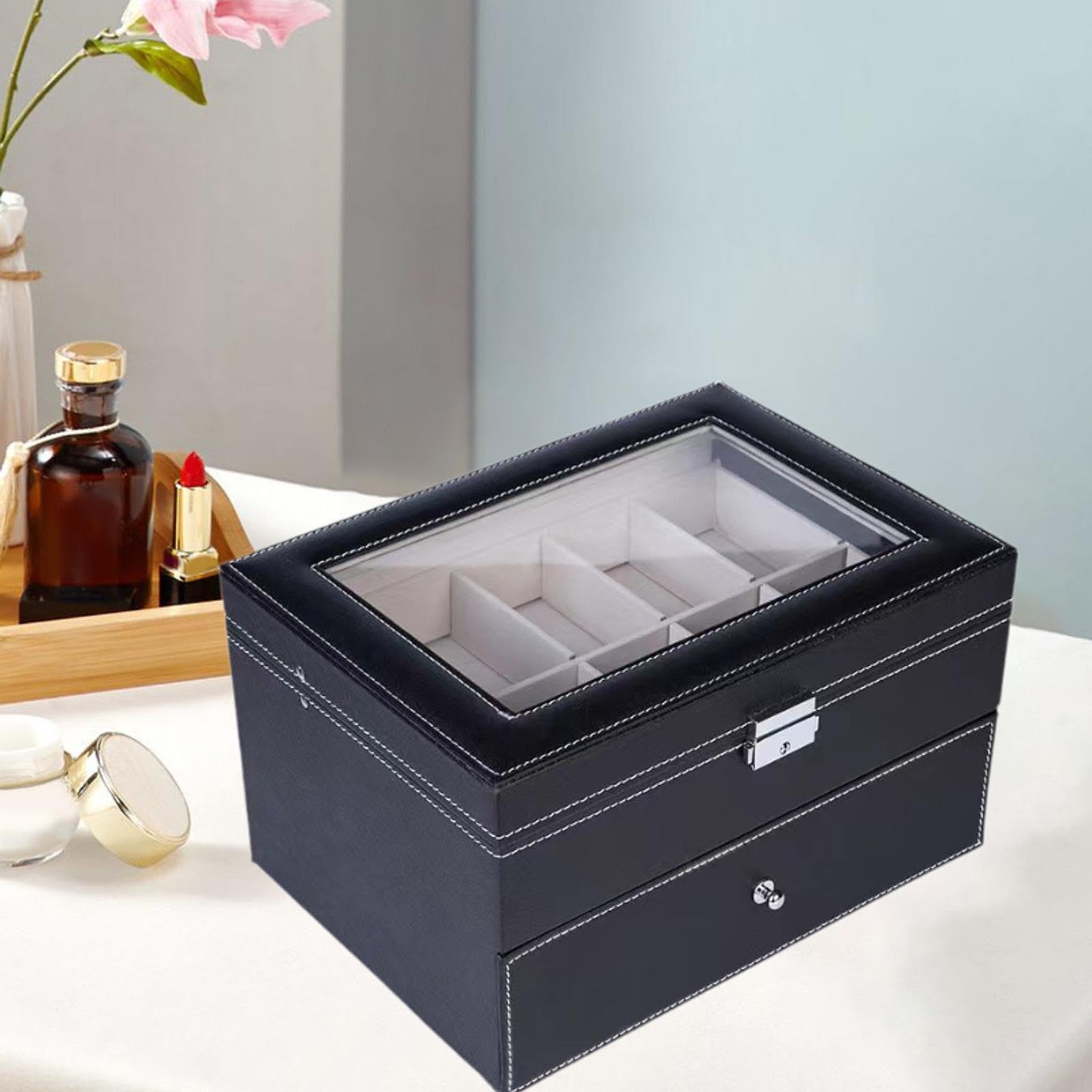 misppro Organizer Orologi 12 Slot Con Cassetto | organizer multiuso, compatto, cassetto porta oggetti, ideale per comò