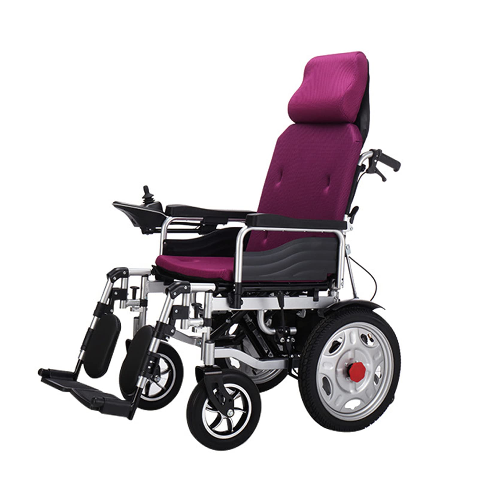 Silla de ruedas eléctrica plegable de alta resistencia, silla de potencia portátil para ancianos y discapacitados, respaldo ajustable y ángulo de pedal, control de palanca de mando de 360°