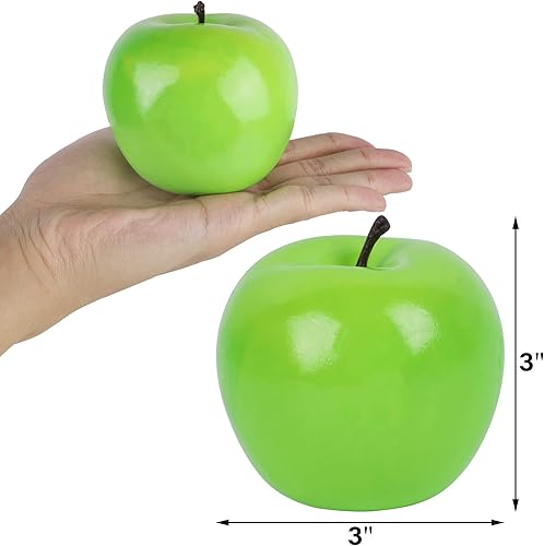 Miniatura 9 de Cllayees Manzanas artificiales de frutas falsas, juego de 6 manzanas artificiales realistas de frutas realistas para cocina, frutas falsas
