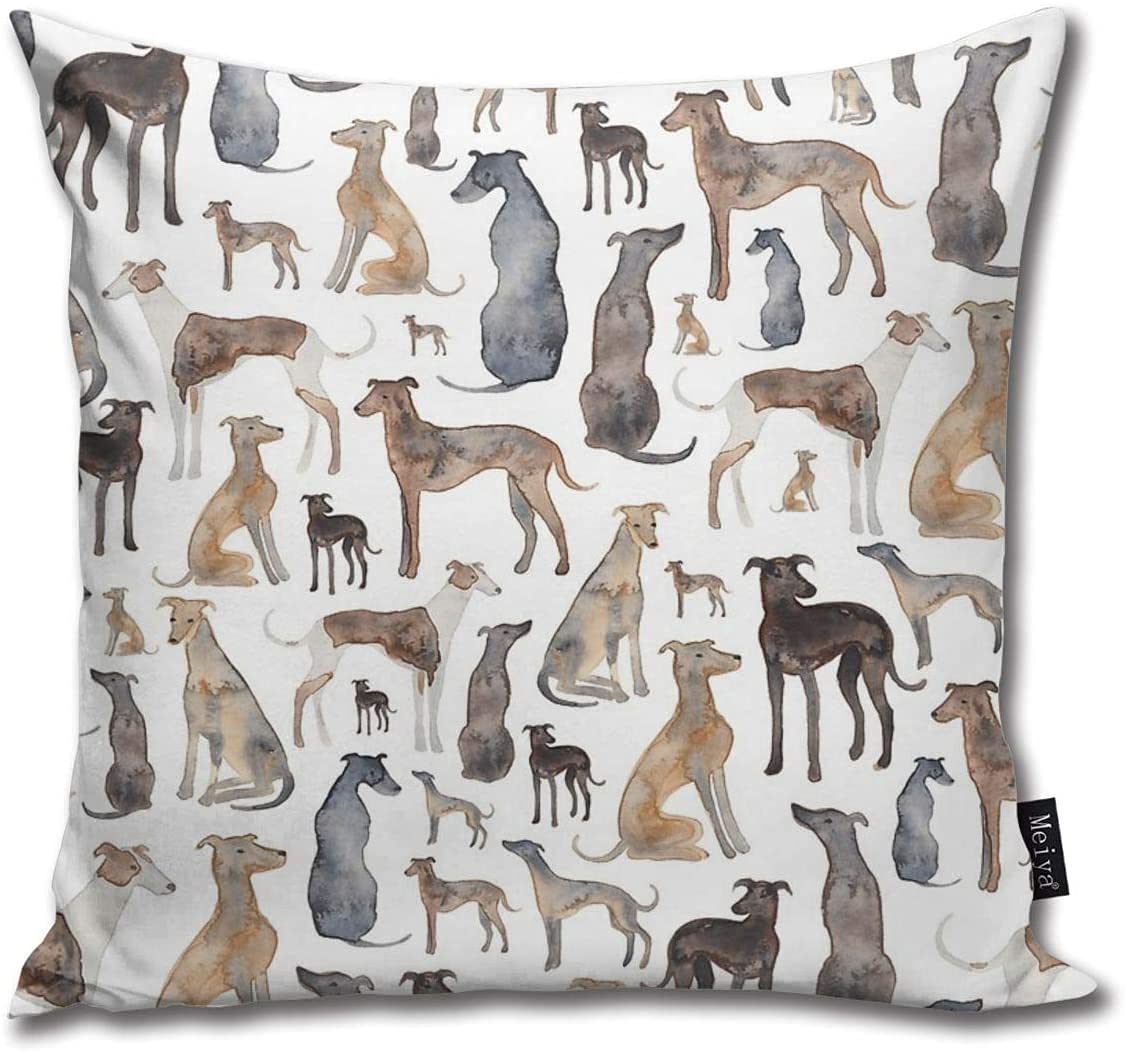 ZFENGYYUAN Greyhounds Wippets And Lurcher Dogs Accent Home Sofa Cushion Cover Pillowcase Gift Decor 18x18inches