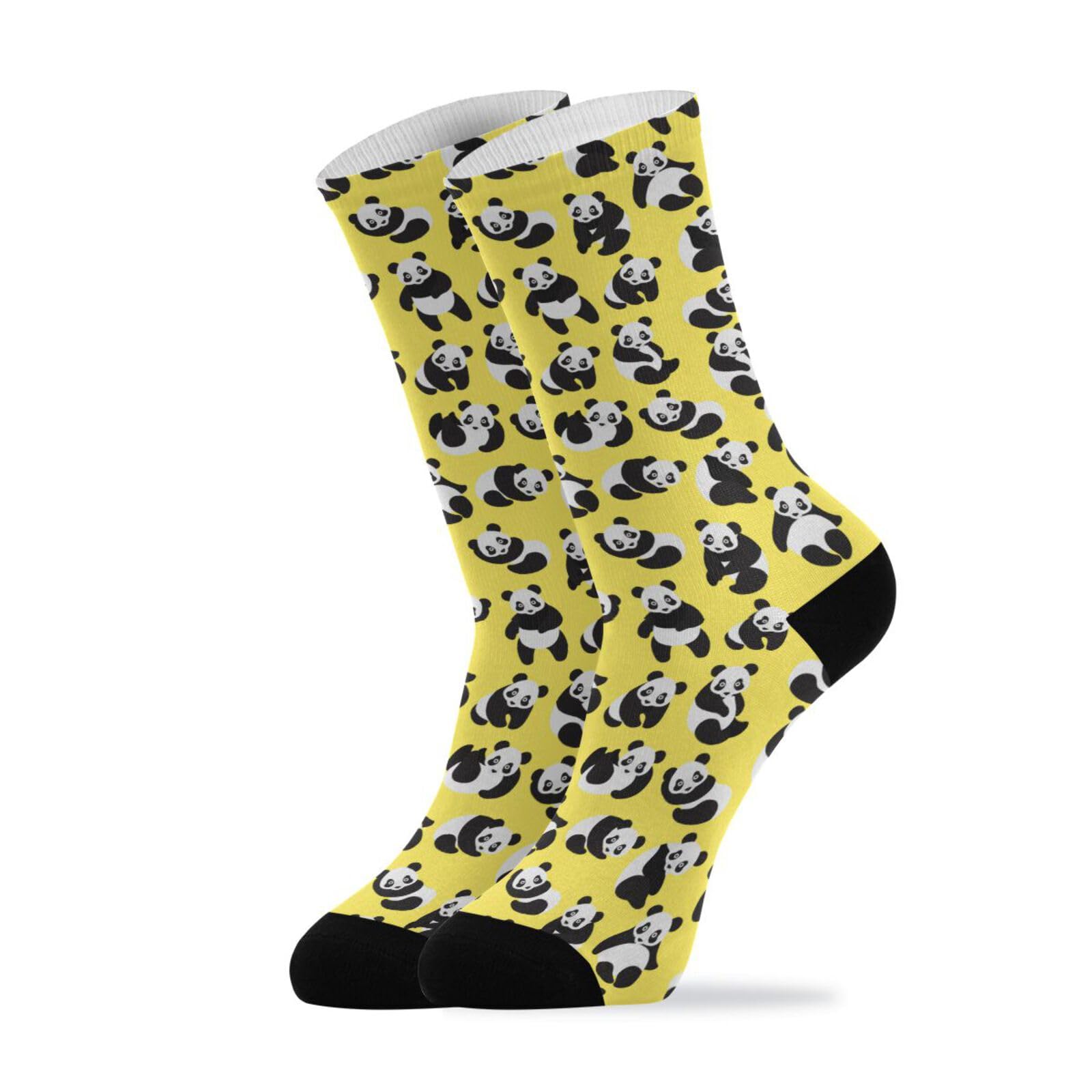 Wusikd Cute Panda Socks for Women and Men Yellow Long Socks for Athletic Running 2